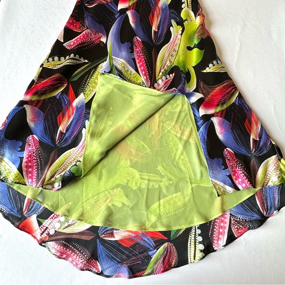 VTG Cache Womens Dress Floral Halter 100% Silk Y2K Party Bright Colorful Size 10 - Picture 10 of 16